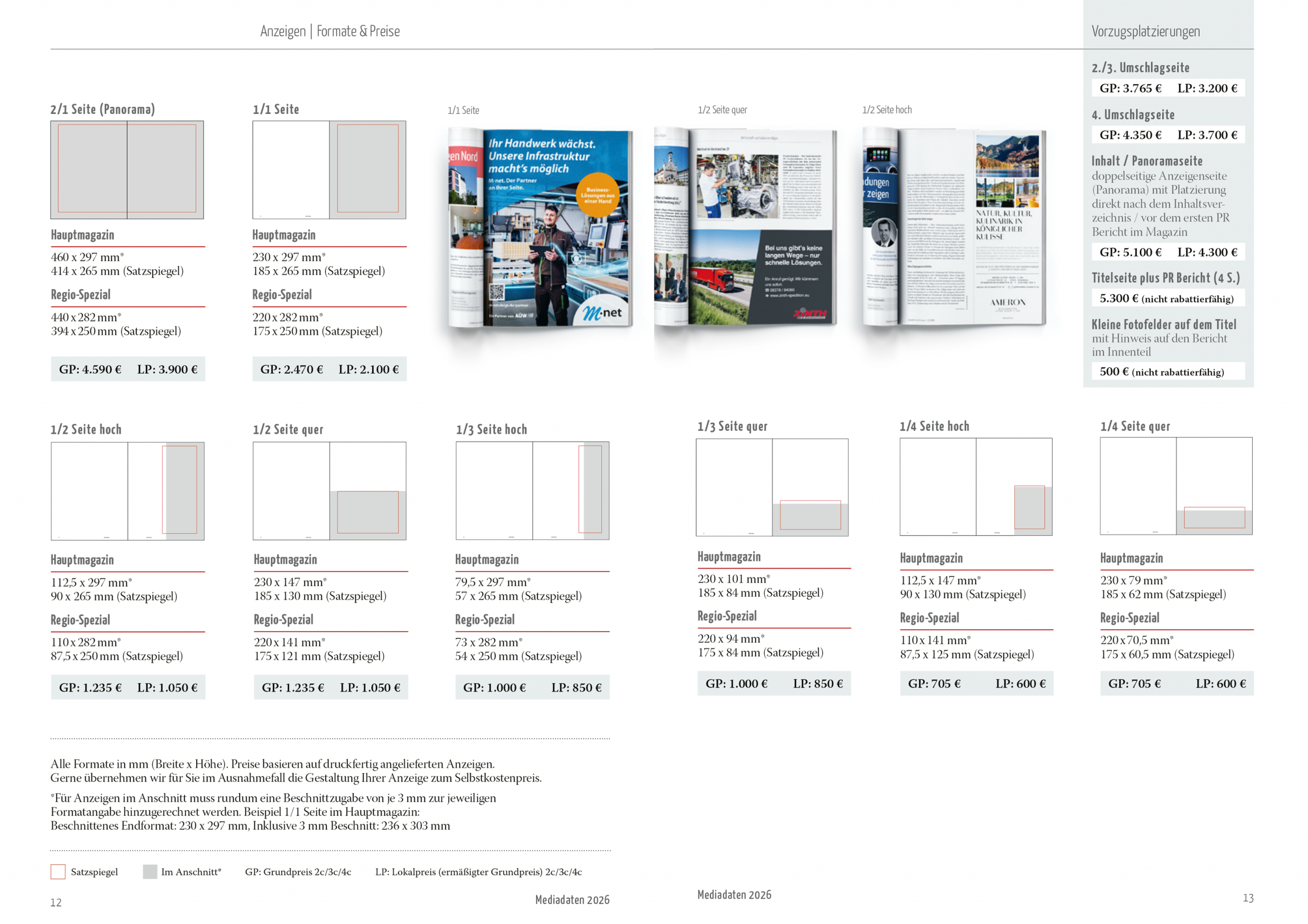 AWM Anzeigen und Formate Preise