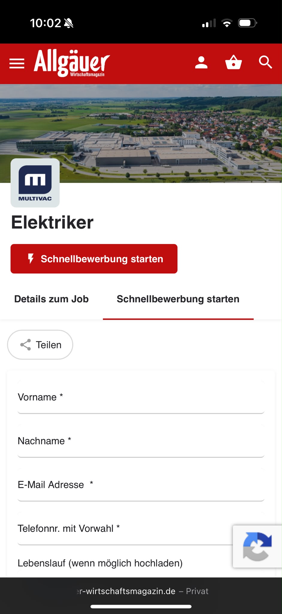 Kostenlose Stellenanzeige im Allgäu